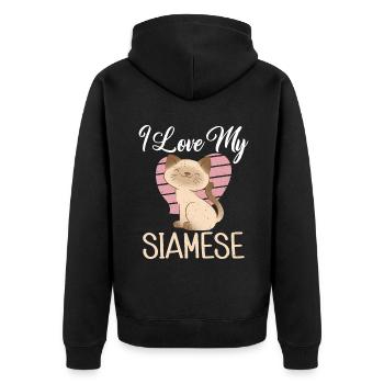 Cadeaux de chat siamois - Veste à capuche bio Premium Unisexe - noir - Dos - Nico (187cm)