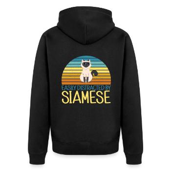Siamesische Katze Geschenke - Unisex Premium Bio Zip Hoodie - Schwarz - Hinten - Nico (187cm)