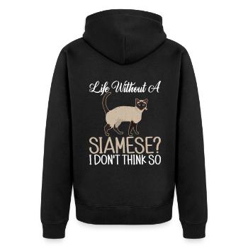 Siamesische Katze Geschenke - Unisex Premium Bio Zip Hoodie - Schwarz - Hinten - Nico (187cm)