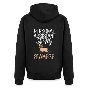 Geschenke zum Suchbegriff: "Siamkatze" - Unisex Premium Bio Zip Hoodie - Schwarz - Hinten - Nico (187cm)