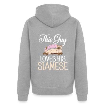 Siamesische Katze Geschenke - Unisex Premium Bio Zip Hoodie - Grau meliert - Hinten - Nico (187cm)