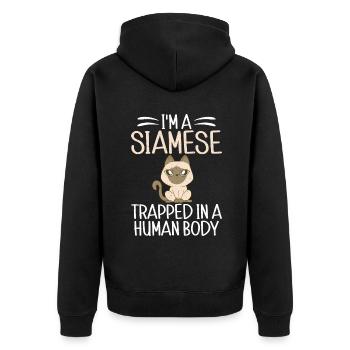 Geschenke zum Suchbegriff: "Siamkatze" - Unisex Premium Bio Zip Hoodie - Schwarz - Hinten - Nico (187cm)