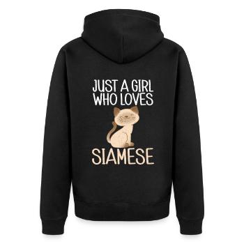 Cadeaux de chat siamois - Veste à capuche bio Premium Unisexe - noir - Dos - Nico (187cm)