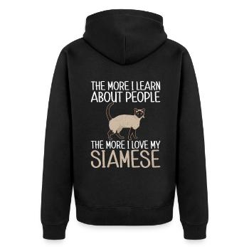Geschenke zum Suchbegriff: "Siamkatze" - Unisex Premium Bio Zip Hoodie - Schwarz - Hinten - Nico (187cm)