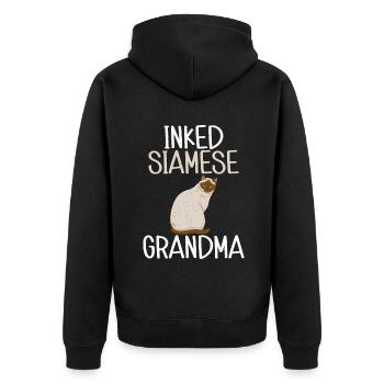 Geschenke zum Suchbegriff: "Siamkatze" - Unisex Premium Bio Zip Hoodie - Schwarz - Hinten - Nico (187cm)