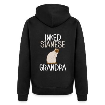 Geschenke zum Suchbegriff: "Siamkatze" - Unisex Premium Bio Zip Hoodie - Schwarz - Hinten - Nico (187cm)