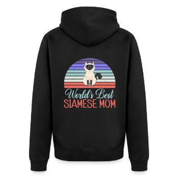 Siamesische Katze Geschenke - Unisex Premium Bio Zip Hoodie - Schwarz - Hinten - Nico (187cm)