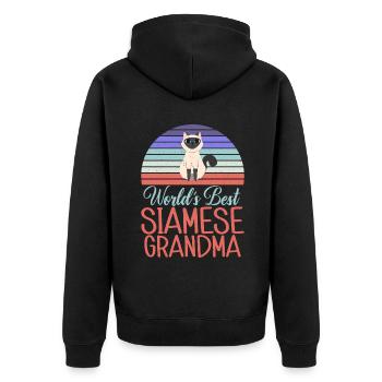 Siamesische Katze Geschenke - Unisex Premium Bio Zip Hoodie - Schwarz - Hinten - Nico (187cm)