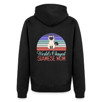 Siamesische Katze Geschenke - Unisex Premium Bio Zip Hoodie - Schwarz - Hinten - Nico (187cm)