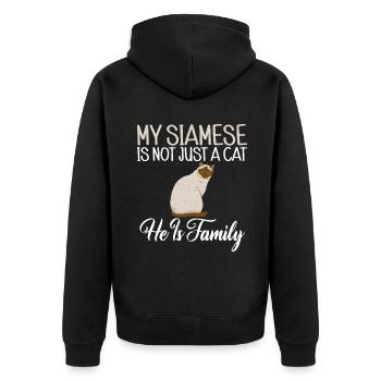Siamesische Katze Geschenke - Unisex Premium Bio Zip Hoodie - Schwarz - Hinten - Nico (187cm)