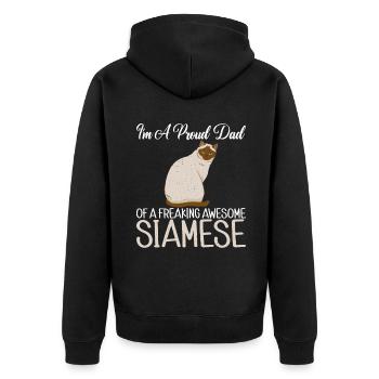 Siamesische Katze Geschenke - Unisex Premium Bio Zip Hoodie - Schwarz - Hinten - Nico (187cm)