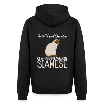 Siamesische Katze Geschenke - Unisex Premium Bio Zip Hoodie - Schwarz - Hinten - Nico (187cm)