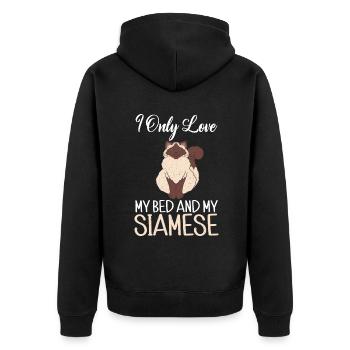 Siamesische Katze Geschenke - Unisex Premium Bio Zip Hoodie - Schwarz - Hinten - Nico (187cm)