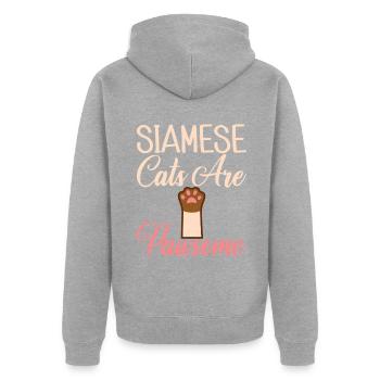 Siamesische Katze Geschenke - Unisex Premium Bio Zip Hoodie - Grau meliert - Hinten - Nico (187cm)