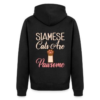 Siamesische Katze Geschenke - Unisex Premium Bio Zip Hoodie - Schwarz - Hinten - Nico (187cm)