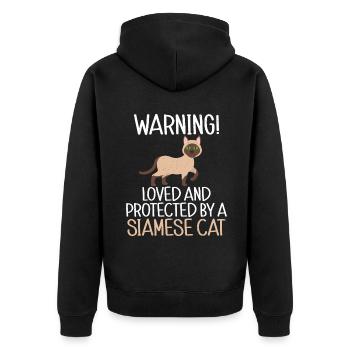 Siamesische Katze Geschenke - Unisex Premium Bio Zip Hoodie - Schwarz - Hinten - Nico (187cm)