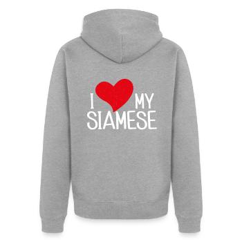 Siamesische Katze Geschenke - Unisex Premium Bio Zip Hoodie - Grau meliert - Hinten - Nico (187cm)