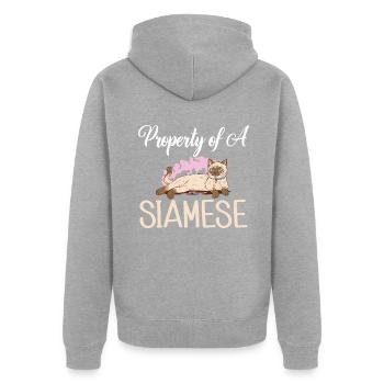 Siamesische Katze Geschenke - Unisex Premium Bio Zip Hoodie - Grau meliert - Hinten - Nico (187cm)