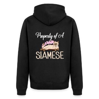 Siamesische Katze Geschenke - Unisex Premium Bio Zip Hoodie - Schwarz - Hinten - Nico (187cm)