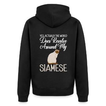 Siamesische Katze Geschenke - Unisex Premium Bio Zip Hoodie - Schwarz - Hinten - Nico (187cm)