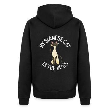 Siamesische Katze Geschenke - Unisex Premium Bio Zip Hoodie - Schwarz - Hinten - Nico (187cm)