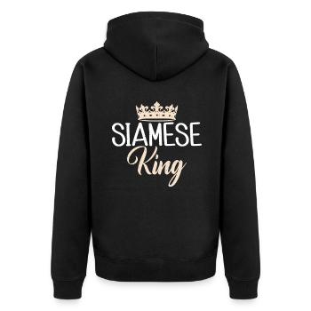 Siamesische Katze Geschenke - Unisex Premium Bio Zip Hoodie - Schwarz - Hinten - Nico (187cm)
