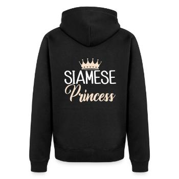 Siamesische Katze Geschenke - Unisex Premium Bio Zip Hoodie - Schwarz - Hinten - Nico (187cm)