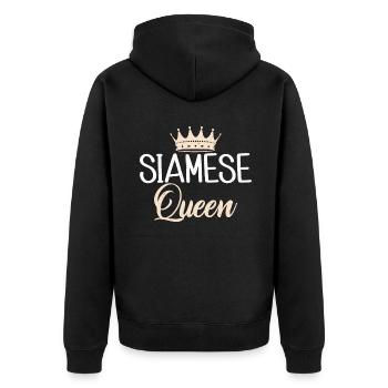 Siamesische Katze Geschenke - Unisex Premium Bio Zip Hoodie - Schwarz - Hinten - Nico (187cm)