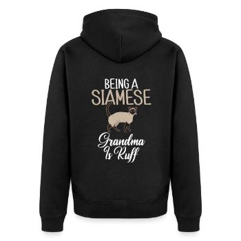 Siamesische Katze Geschenke - Unisex Premium Bio Zip Hoodie - Schwarz - Hinten - Nico (187cm)
