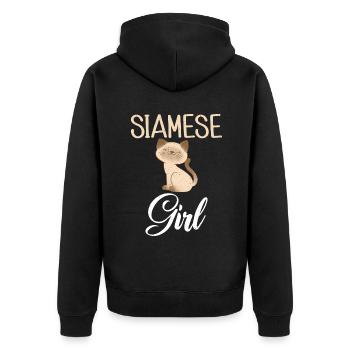 Siamesische Katze Geschenke - Unisex Premium Bio Zip Hoodie - Schwarz - Hinten - Nico (187cm)