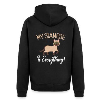 Siamesische Katze Geschenke - Unisex Premium Bio Zip Hoodie - Schwarz - Hinten - Nico (187cm)