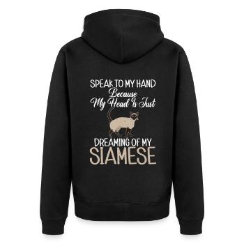 Siamesische Katze Geschenke - Unisex Premium Bio Zip Hoodie - Schwarz - Hinten - Nico (187cm)
