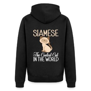 Geschenke zum Suchbegriff: "Siamkatze" - Unisex Premium Bio Zip Hoodie - Schwarz - Hinten - Nico (187cm)