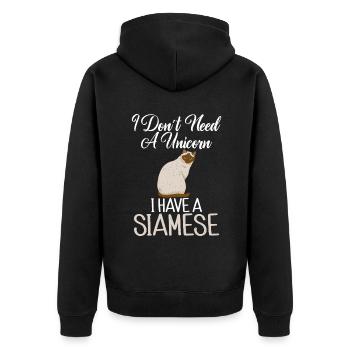 Siamesische Katze Geschenke - Unisex Premium Bio Zip Hoodie - Schwarz - Hinten - Nico (187cm)