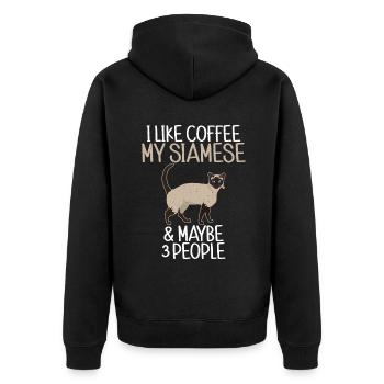 Siamesische Katze Geschenke - Unisex Premium Bio Zip Hoodie - Schwarz - Hinten - Nico (187cm)