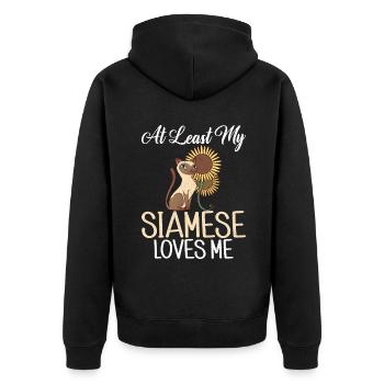 Siamesische Katze Geschenke - Unisex Premium Bio Zip Hoodie - Schwarz - Hinten - Nico (187cm)