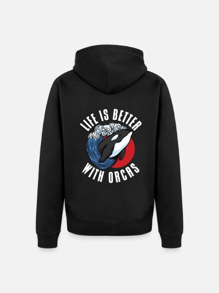Orca Wal Geschenke - Unisex Premium Bio Zip Hoodie - Schwarz