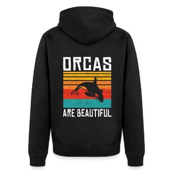Orca Whale Gifts - Unisex Premium Organic Zip Hoodie - black - Back - Nico (187cm)