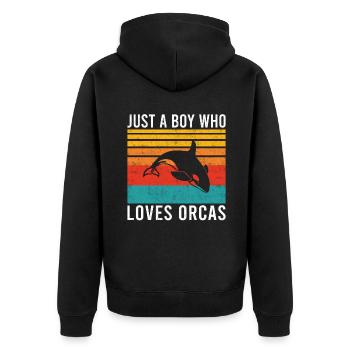 Cadeaux de baleines orques - Veste à capuche bio Premium Unisexe - noir - Dos - Nico (187cm)