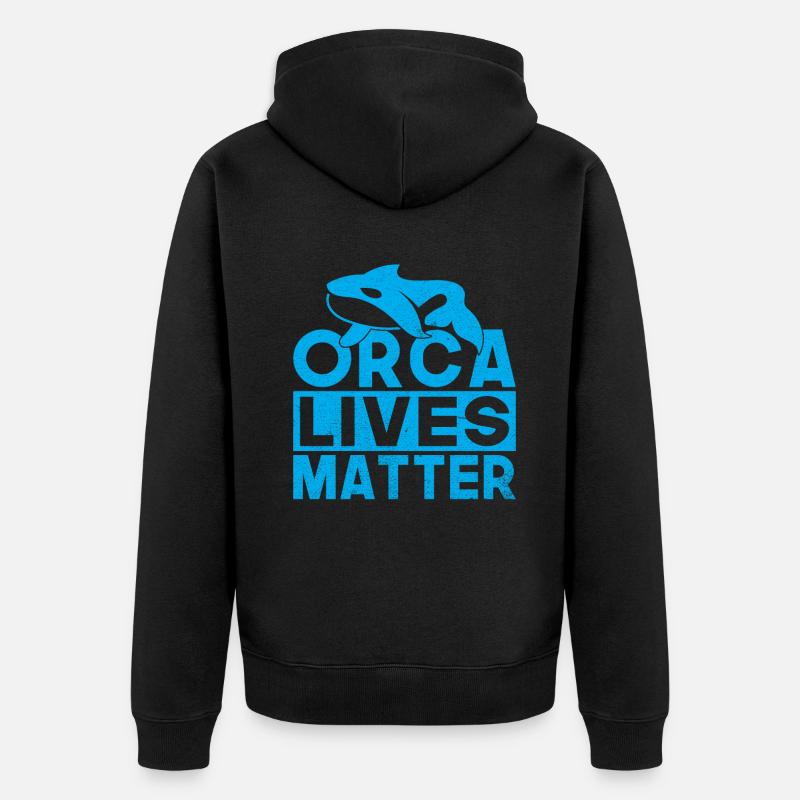 Orca Wal Geschenke - Unisex Premium Bio Zip Hoodie - Schwarz