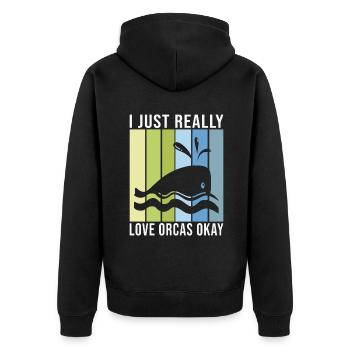 Orca Whale Gifts - Unisex Premium Organic Zip Hoodie - black - Back - Nico (187cm)