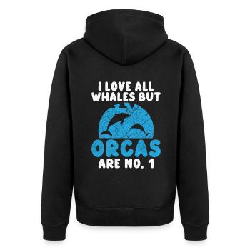 Orca Whale Gifts - Unisex Premium Organic Zip Hoodie - black - Back - Nico (187cm)