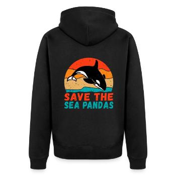 Orca Wal Geschenke - Unisex Premium Bio Zip Hoodie - Schwarz - Hinten - Nico (187cm)