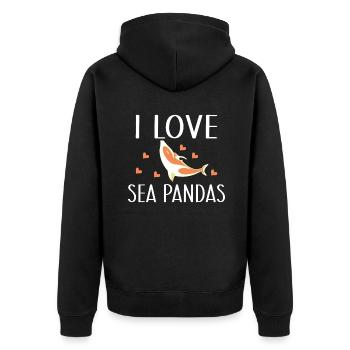 Orca Whale Gifts - Unisex Premium Organic Zip Hoodie - black - Back - Nico (187cm)