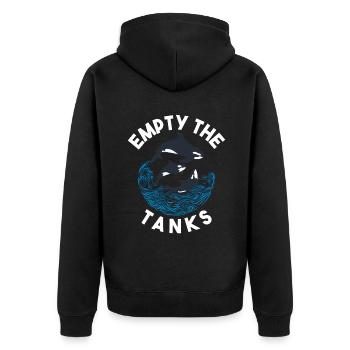 Orca Wal Geschenke - Unisex Premium Bio Zip Hoodie - Schwarz - Hinten - Nico (187cm)