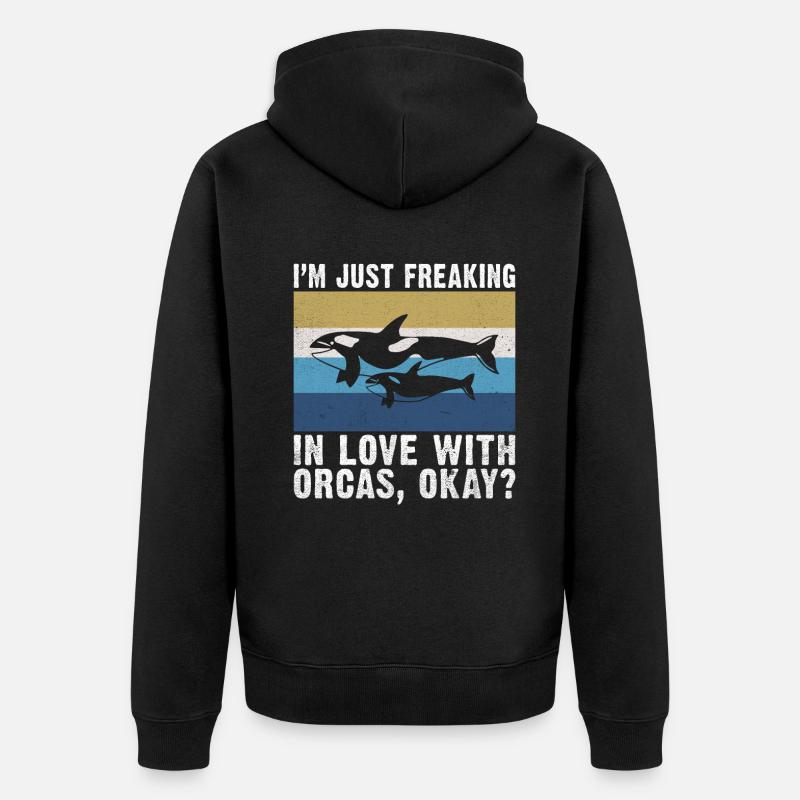 Orca Wal Geschenke - Unisex Premium Bio Zip Hoodie - Schwarz