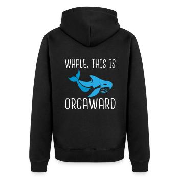Orca Wal Geschenke - Unisex Premium Bio Zip Hoodie - Schwarz - Hinten - Nico (187cm)