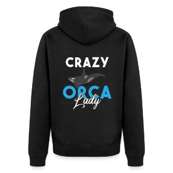 Orca Wal Geschenke - Unisex Premium Bio Zip Hoodie - Schwarz - Hinten - Nico (187cm)