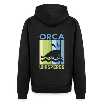 Orca Wal Geschenke - Unisex Premium Bio Zip Hoodie - Schwarz - Hinten - Nico (187cm)