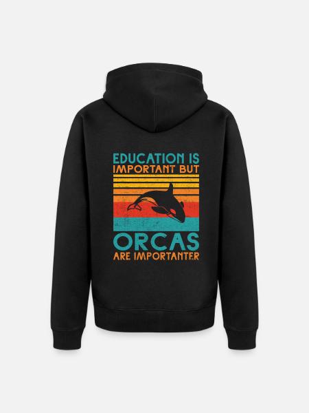 Orca Wal Geschenke - Unisex Premium Bio Zip Hoodie - Schwarz